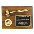 Metal Gavel on Walnut Finish Plaque w/2" Insert Space (9"x12")